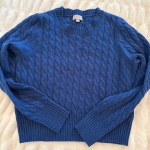 J. Crew Women's Deep Blue Cable Knit Sweater